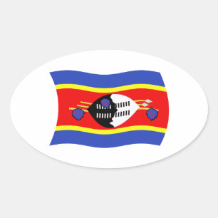 Oval Adesivo da Bandeira da Suazilândia