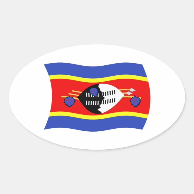 Oval Adesivo da Bandeira da Suazilândia (Frente)