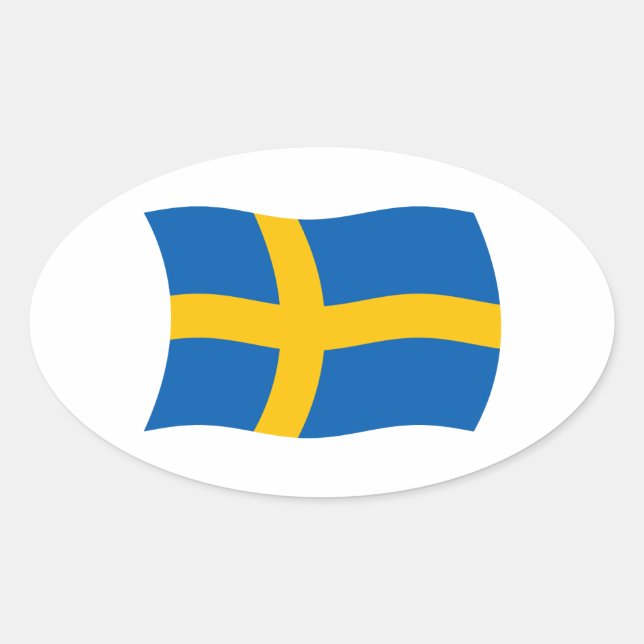 Oval Adesivo da Bandeira da Suécia (Frente)