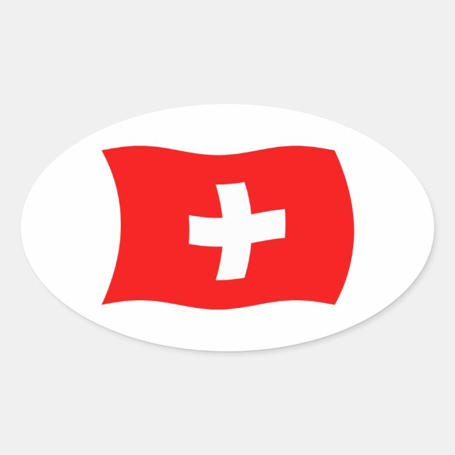Oval Adesivo da Bandeira da Suíça (Frente)