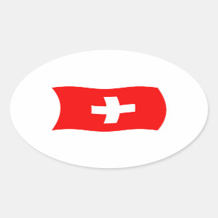 Oval Adesivo da Bandeira da Suíça