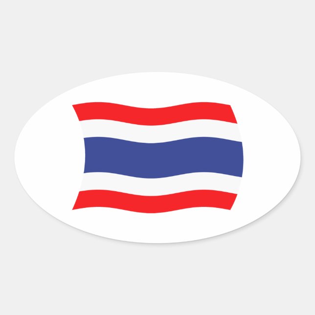 Oval Adesivo da Bandeira da Tailândia (Frente)