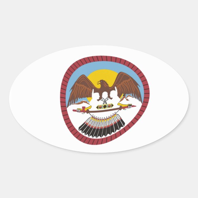 Oval Adesivo da Bandeira da Tribo Ute (Frente)