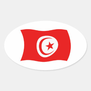 Oval Adesivo da Bandeira da Tunísia