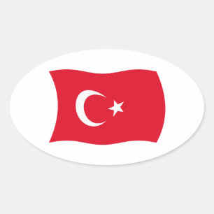 Oval Adesivo da Bandeira da Turquia