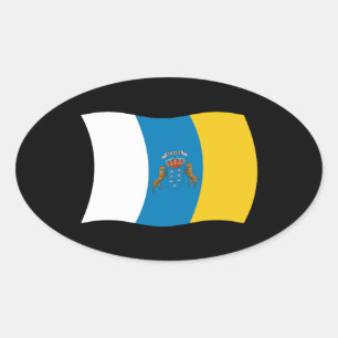 Oval Adesivo da Bandeira das Ilhas Canárias