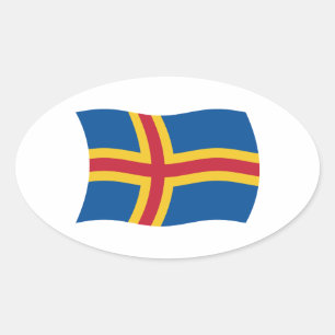 Oval Adesivo da Bandeira de Aland