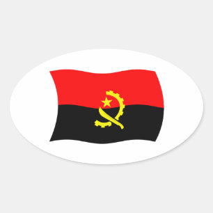Oval Adesivo da Bandeira de Angola