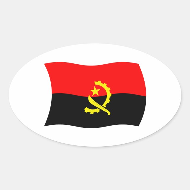 Oval Adesivo da Bandeira de Angola (Frente)