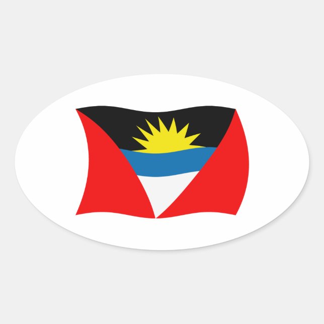 Oval Adesivo da Bandeira de Antígua e Barbuda (Frente)