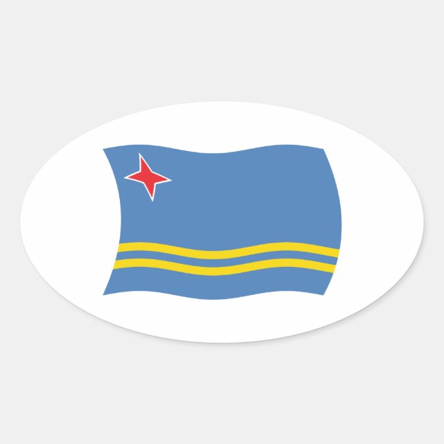 Oval Adesivo da Bandeira de Aruba (Frente)