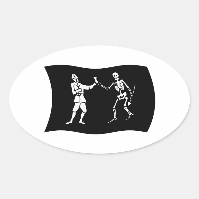 Oval Adesivo da Bandeira de Bartholomew Roberts (Frente)