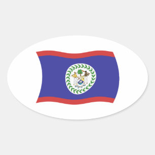Oval Adesivo da Bandeira de Belize