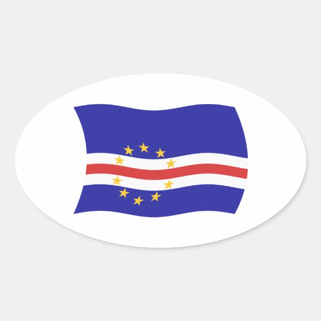 Oval Adesivo da Bandeira de Cabo Verde (Frente)