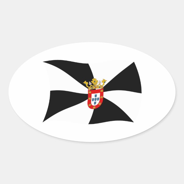 Oval Adesivo da Bandeira de Ceuta (Frente)