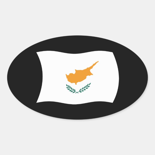 Oval Adesivo da Bandeira de Chipre (Frente)