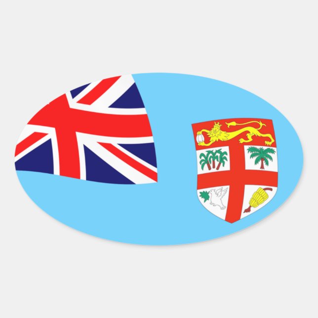 Oval Adesivo da Bandeira de Fiji (Frente)