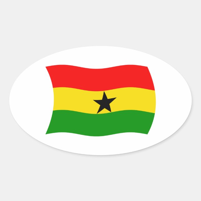 Oval Adesivo da Bandeira de Gana (Frente)