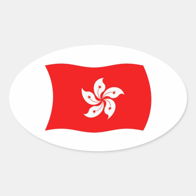 Oval Adesivo da Bandeira de Hong Kong (Frente)