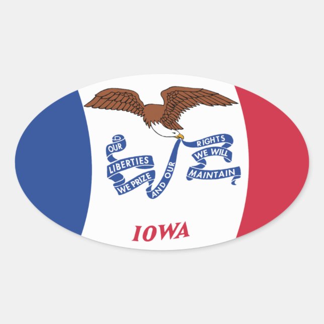 Oval Adesivo da Bandeira de Iowa (Frente)