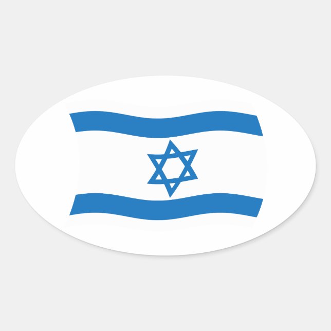 Oval Adesivo da Bandeira de Israel (Frente)
