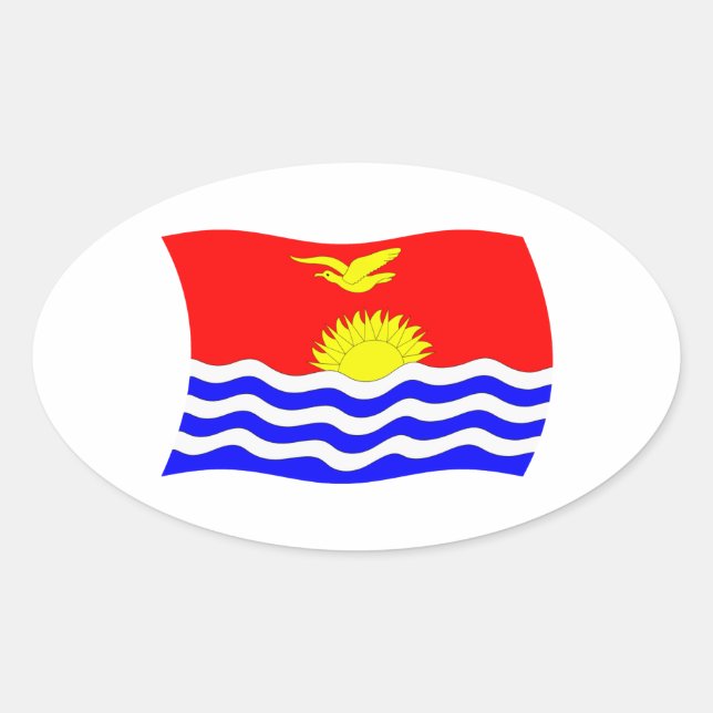 Oval Adesivo da Bandeira de Kiribati (Frente)