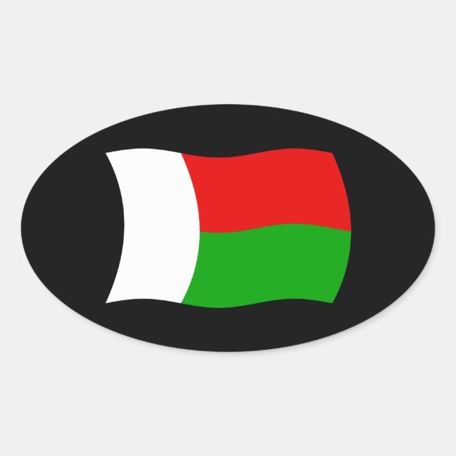 Oval Adesivo da Bandeira de Madagascar (Frente)