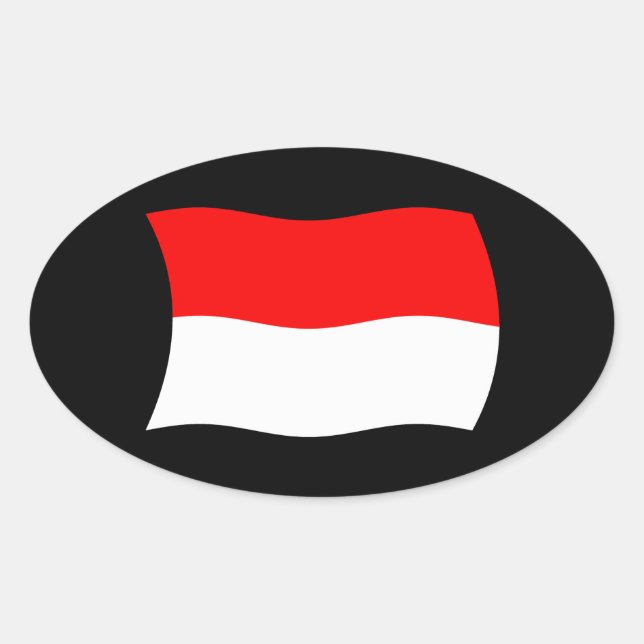 Oval Adesivo da Bandeira de Mônaco (Frente)