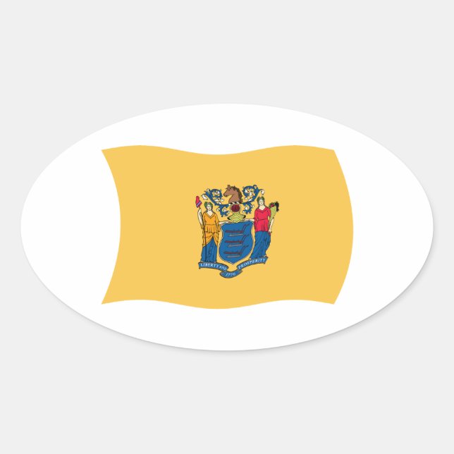 Oval Adesivo da Bandeira de Nova Jersey (Frente)