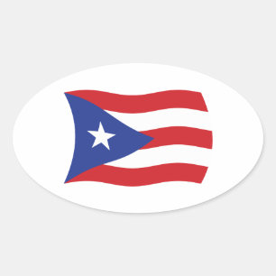 Oval Adesivo da Bandeira de Porto Rico
