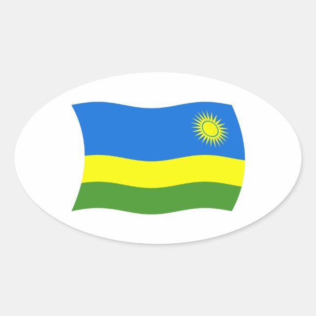 Oval Adesivo da Bandeira de Ruanda (Frente)