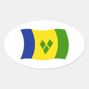 Oval Adesivo da Bandeira de São Vicente e Granadinas