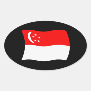 Oval Adesivo da Bandeira de Singapura