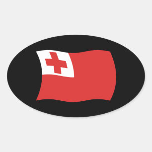 Oval Adesivo da Bandeira de Tonga