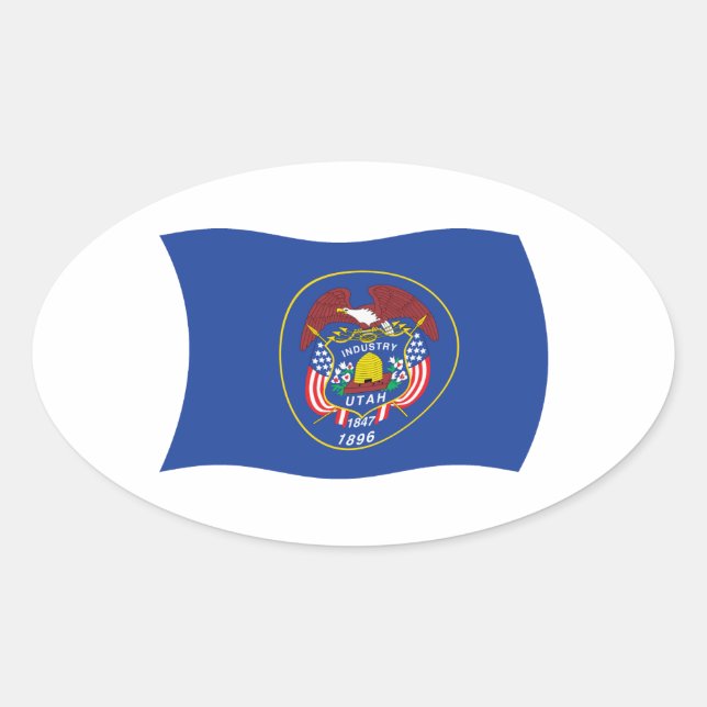 Oval Adesivo da Bandeira de Utah (Frente)