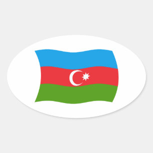 Oval Adesivo da Bandeira do Azerbaijão