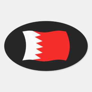 Oval Adesivo da Bandeira do Bahrein