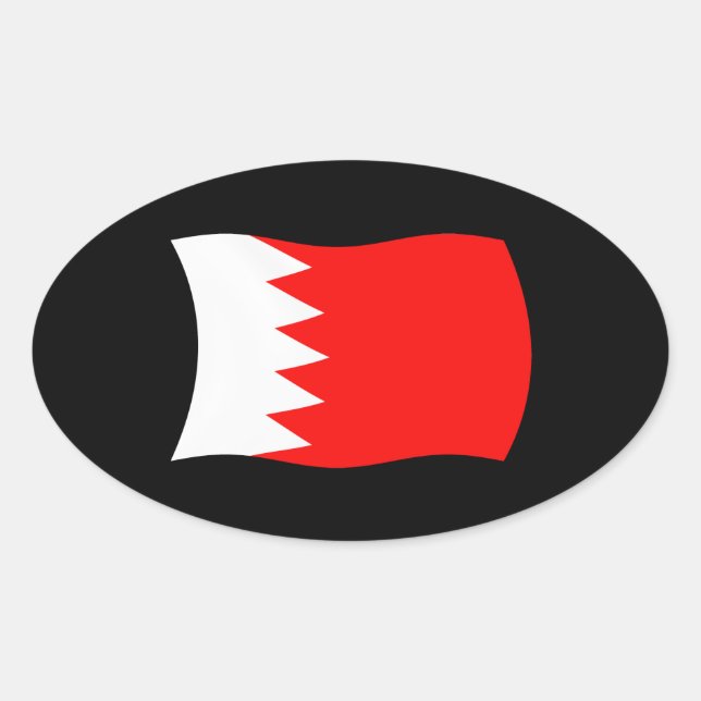 Oval Adesivo da Bandeira do Bahrein (Frente)