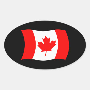 Oval Adesivo da Bandeira do Canadá
