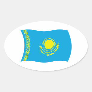 Oval Adesivo da Bandeira do Cazaquistão