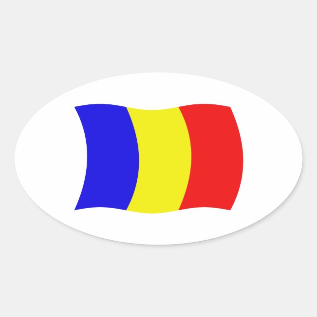 Oval Adesivo da Bandeira do Chade (Frente)