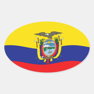 Oval Adesivo da Bandeira do Equador
