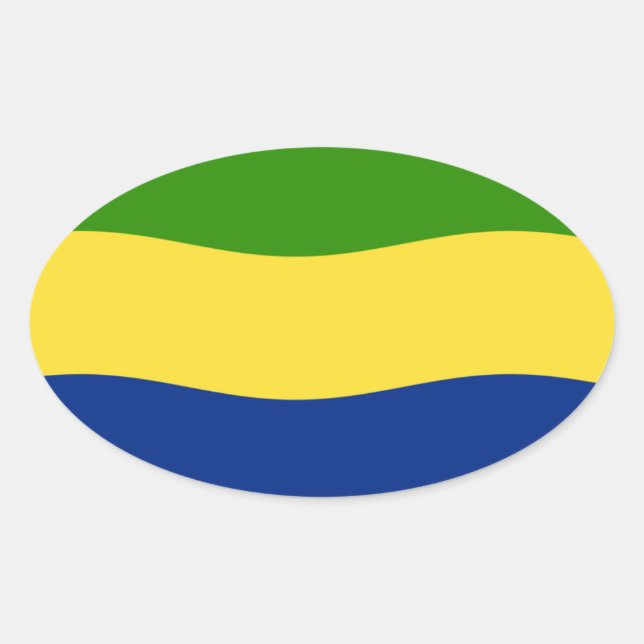 Oval Adesivo da Bandeira do Gabão (Frente)