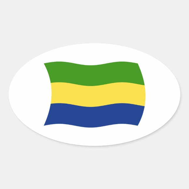 Oval Adesivo da Bandeira do Gabão (Frente)
