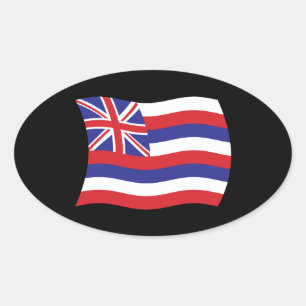 Oval Adesivo da Bandeira do Havaí