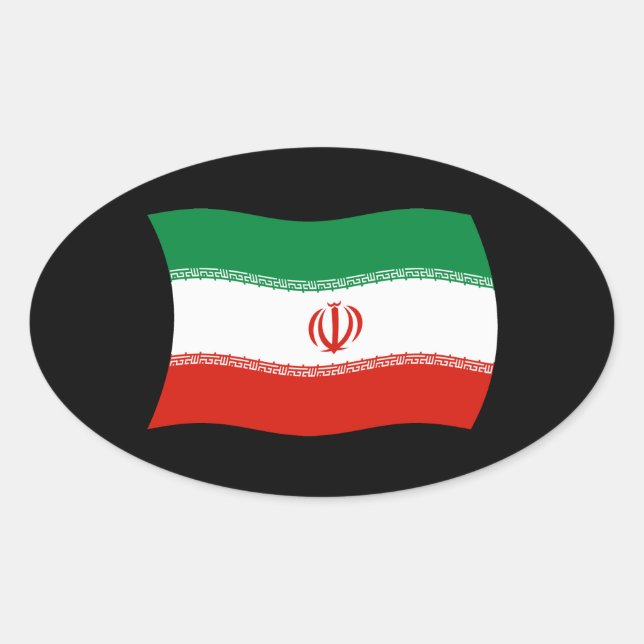Oval Adesivo da Bandeira do Irã (Frente)
