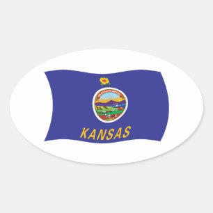 Oval Adesivo da Bandeira do Kansas