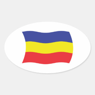 Oval Adesivo da Bandeira do Khmer Kampuchea Krom