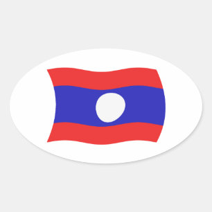 Oval Adesivo da Bandeira do Laos