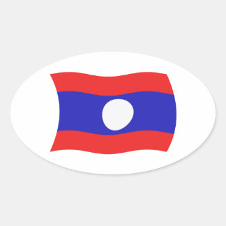 Oval Adesivo da Bandeira do Laos